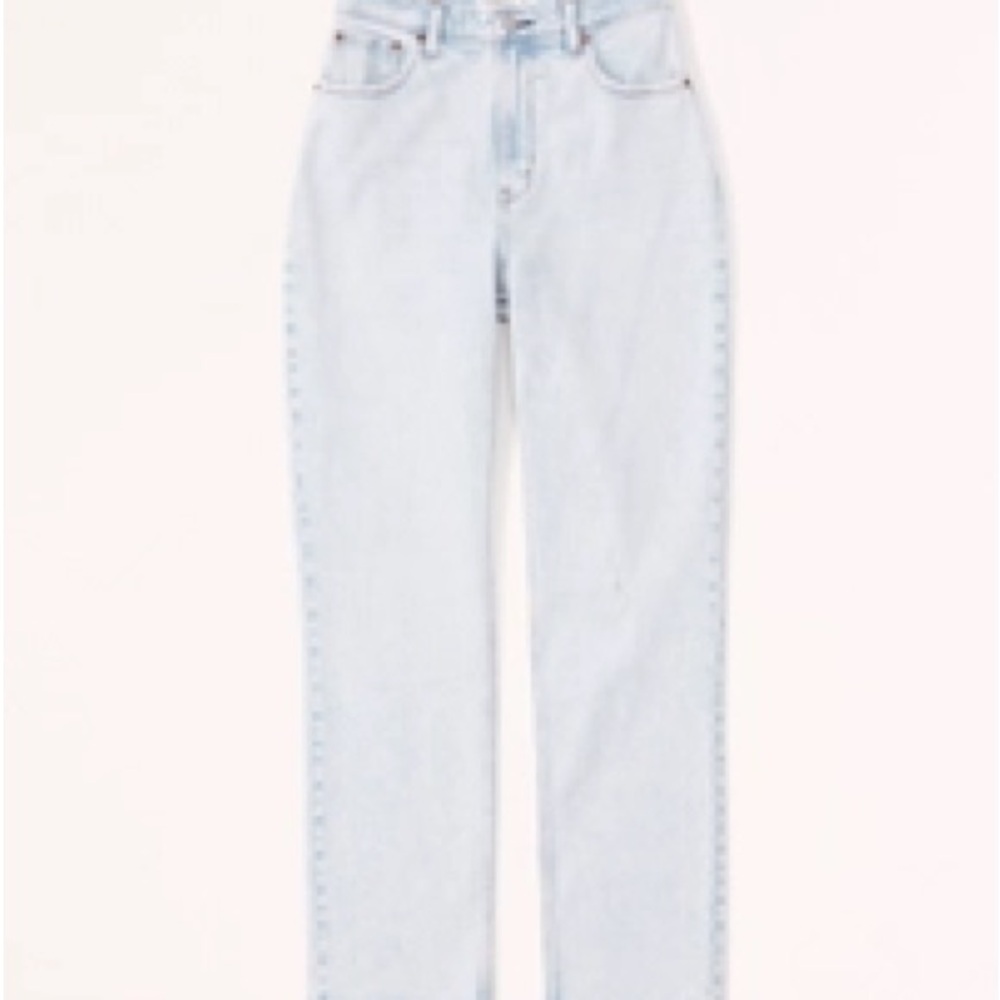 Abercrombie Curve Love Ultra High Rise 90s Straight Jeans Light Destroy